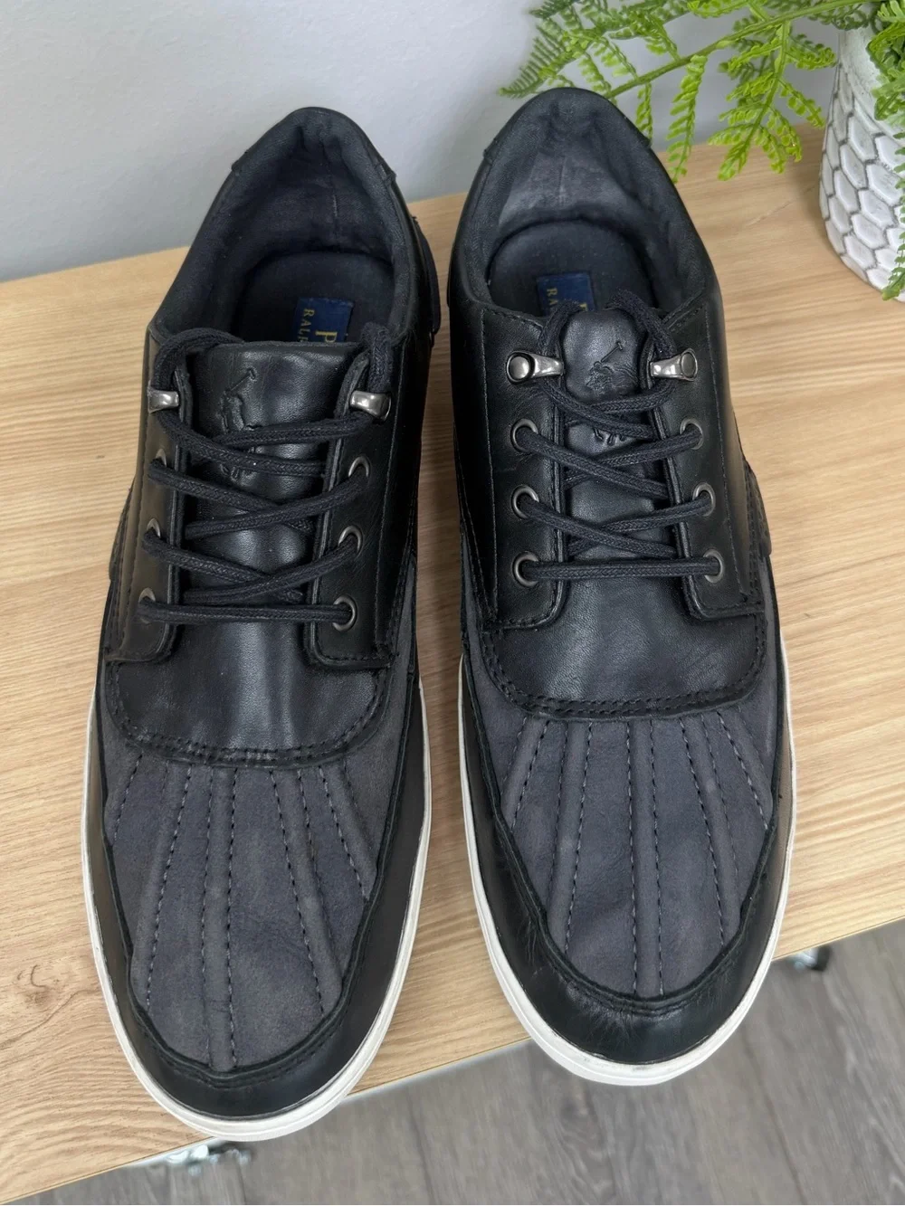Polo Ralph Lauren Shoes Ramiro Black Leather Boat Deck Mens Size 10.5D 13297